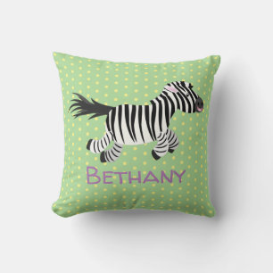Cute funny zebra running cartoon illustration cushion