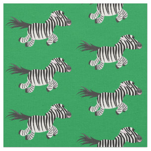 Cute funny zebra running cartoon illustration fabric