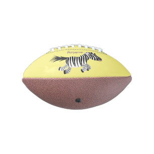 Cute funny zebra running cartoon illustration football