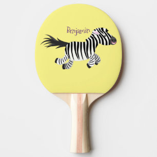 Cute funny zebra running cartoon illustration ping pong paddle