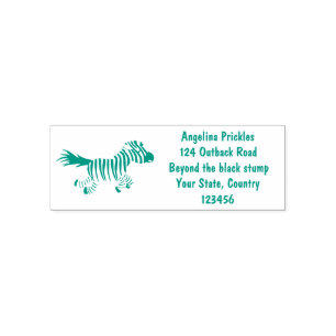 Cute funny zebra running cartoon illustration self-inking stamp
