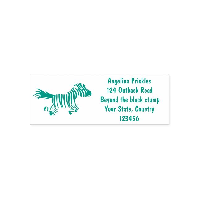 Cute funny zebra running cartoon illustration self-inking stamp (Design)