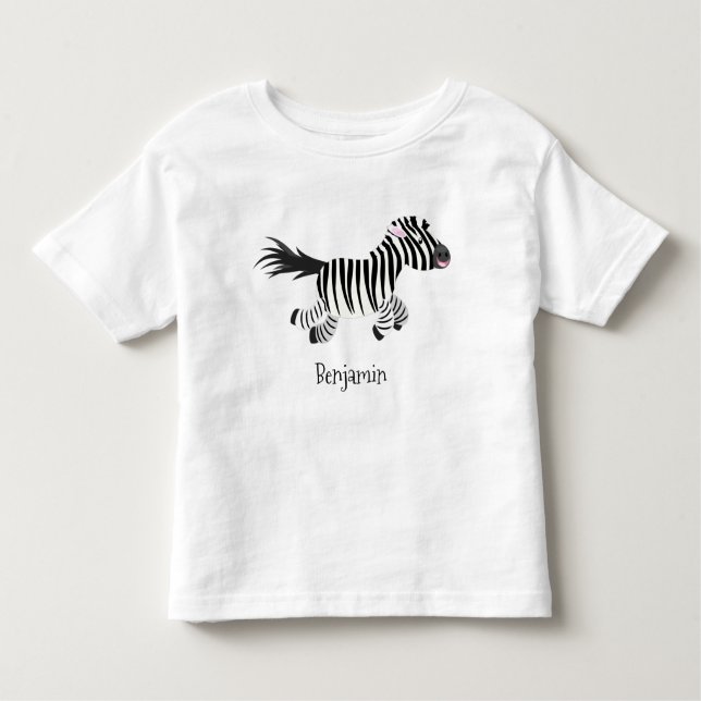 Cute funny zebra running cartoon illustration toddler T-Shirt (Front)