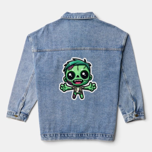Cute, funny zombie denim jacket (Back)