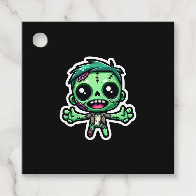 Cute, funny zombie favour tags (Front)