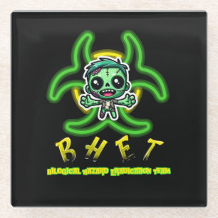 Cute, funny zombie glass coaster