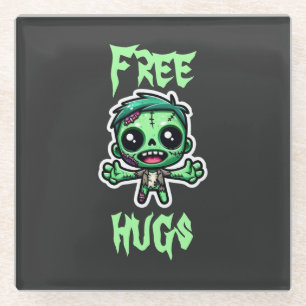 Cute, funny zombie glass coaster
