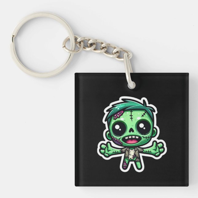 Cute, funny zombie key ring (Front)