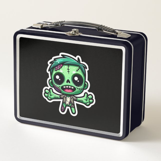 Cute, funny zombie metal lunch box (Front)