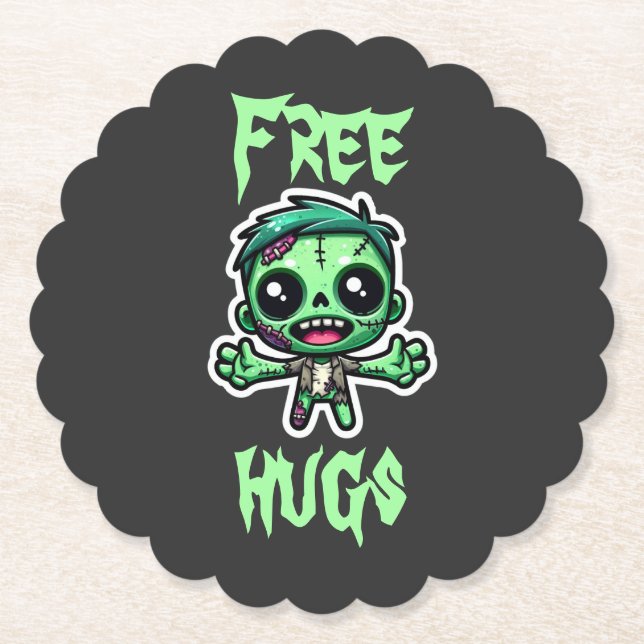Cute, funny zombie paper coaster (Front)