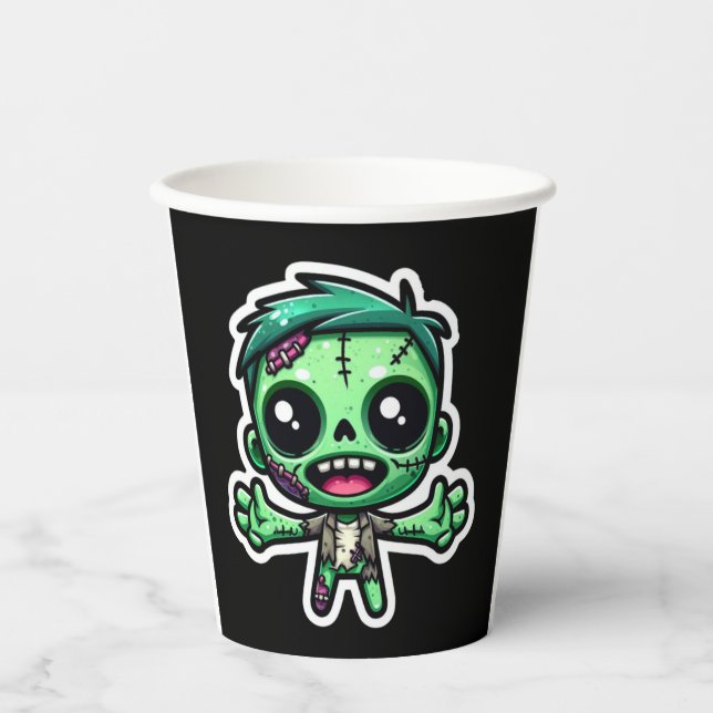 Cute, funny zombie paper cups (Front)