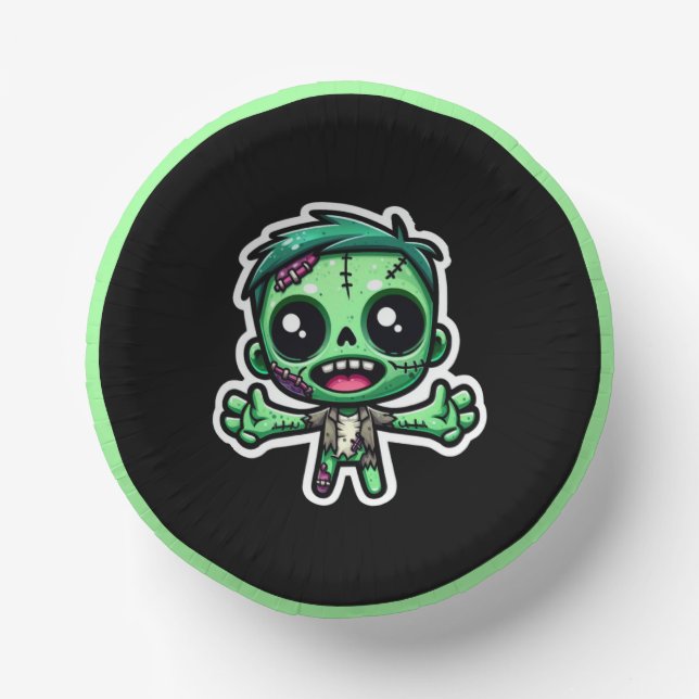 Cute, funny zombie paper plate (Front)