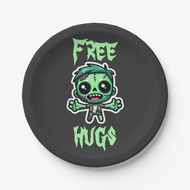 Cute, funny zombie paper plate (Front)