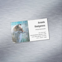 Cute Furry Fox on Blue Grunge Background