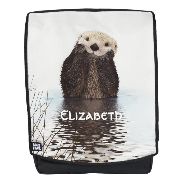Cute Furry Otter In Water Backpack (Front)