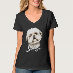 Cute Furry Shih Tzu Dog Serious Face T-Shirt