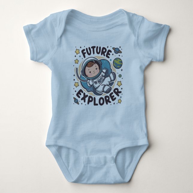 Cute Future explorer space baby Baby Bodysuit (Front)