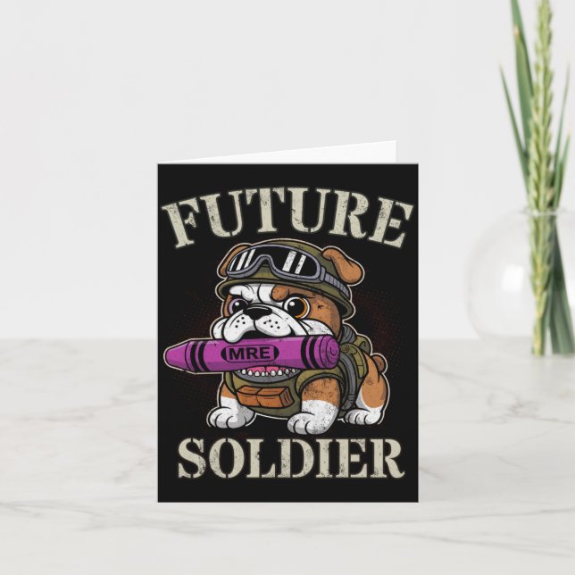 Cute future soldier warrior in progress boot camp card (Front)
