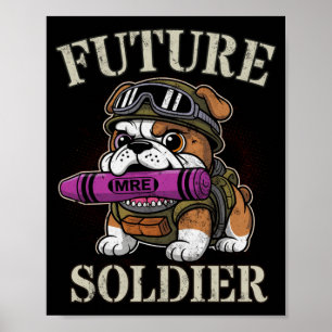 Cute future soldier warrior in progress boot camp poster
