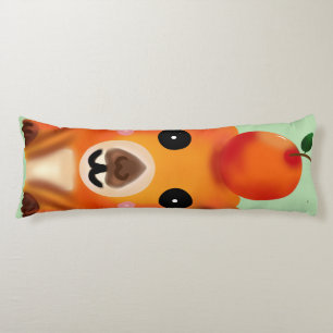 Cute Fuzzy Capybara with Orange   Kawaii Animal Ar Body Cushion