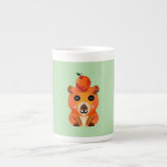 Cute Fuzzy Capybara with Orange | Kawaii Animal Ar Bone China Mug<br><div class="desc">Bring some chill vibes to your day with this adorable Capybara design! The artwork features a cute, hand-drawn capybara with a soft, fuzzy texture, balancing a bright yuzu orange on its head. This kawaii illustration captures the relaxing nature of everyone's favorite giant rodent. It makes a perfect gift for animal...</div>