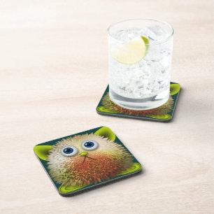 Cute Fuzzy Cartoon Character Art for All Coaster