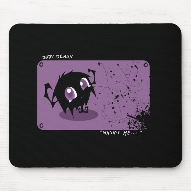 Cute Fuzzy Demon Cartoon Mouse Pad (Front)