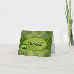 Cute Fuzzy Leprechauns and Clovers Irish Thank You Card