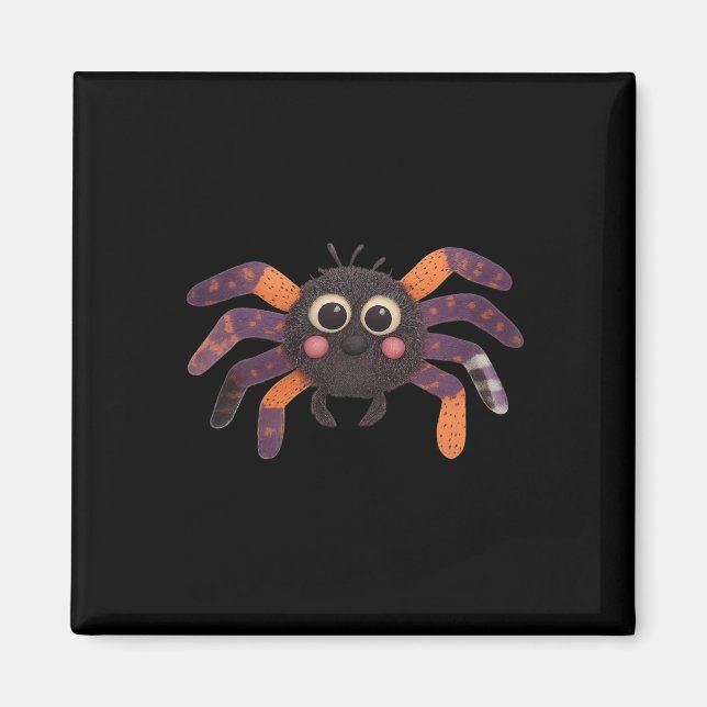 Cute Fuzzy Spider Preppy Floral Patchwork Hallowee Magnet (Front)