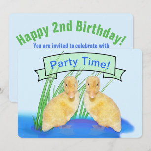Cute Fuzzy Yellow Ducklings Children's Birthday Invitation