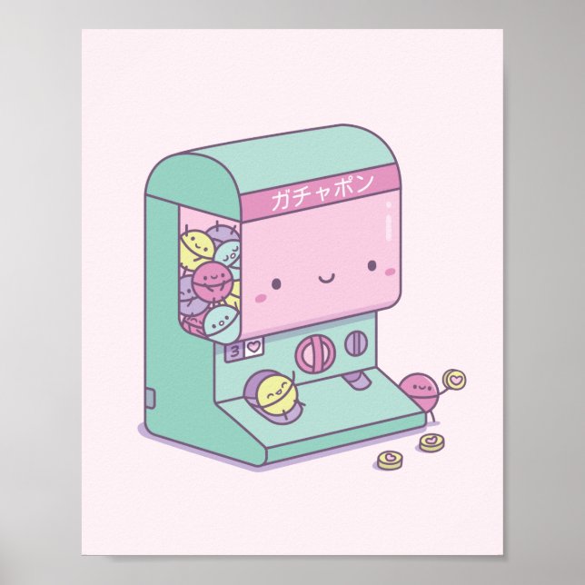 Cute Gachapon Capsule Toy Machine Japan Doodle Poster (Front)