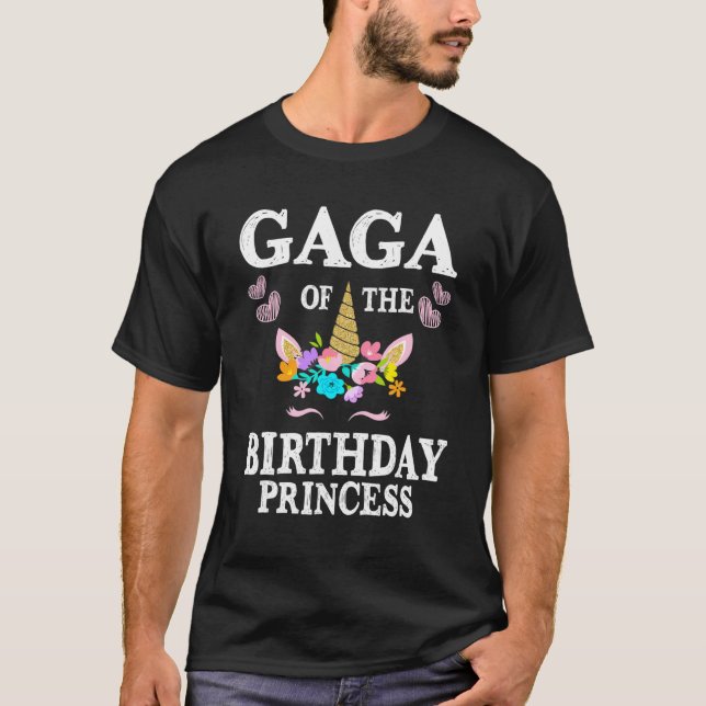 Cute Gaga Of The Birthday Princess Unicorn Mum Mot T-Shirt (Front)