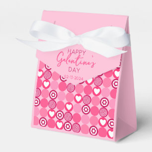 Cute Galentine’s Day Pink Heart and Flower Pattern Favour Box