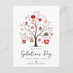 Cute Galentine's Day Heart Tree Illustration Postcard