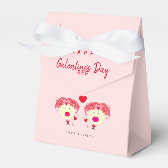 Cute Galentines Day Party BFF Blush Pink DIY Favour Box (Front Side)