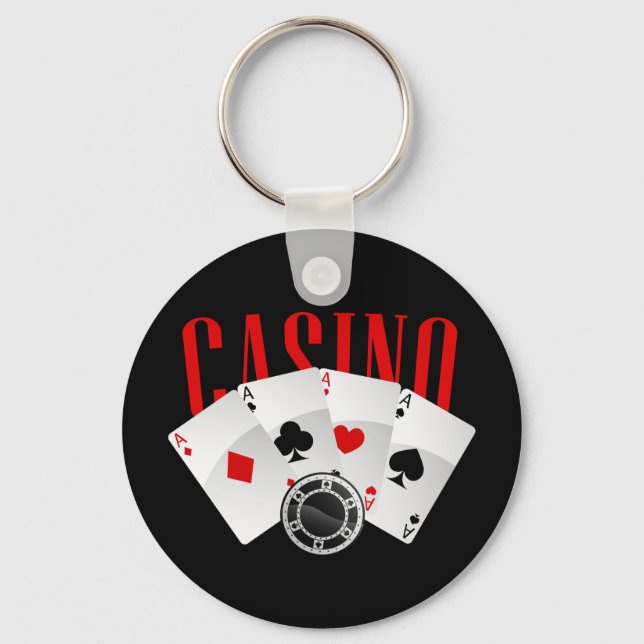 Cute gambling casino lovers key ring (Front)