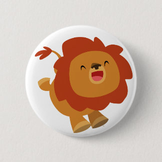 Cute Gamboling Cartoon Lion Button Badge