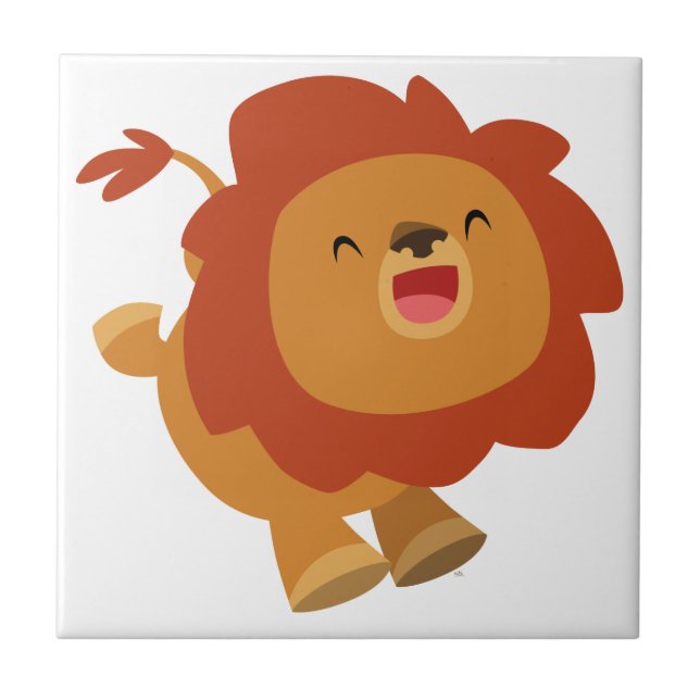 Cute Gamboling Cartoon Lion Tile (Front)