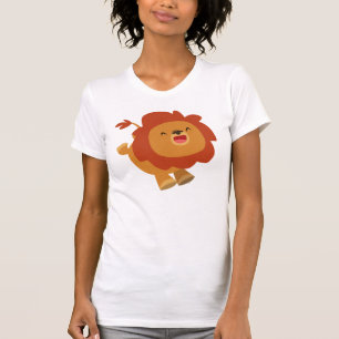 Cute Gamboling Cartoon Lion Women T-Shirt