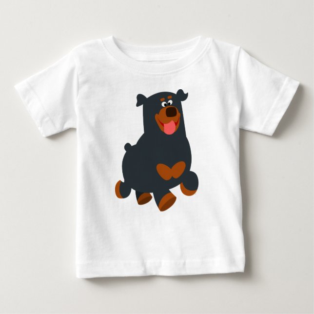 Cute Gamboling Cartoon Rottweiler Baby T-Shirt (Front)