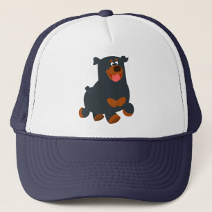 Cute Gamboling Cartoon Rottweiler Hat