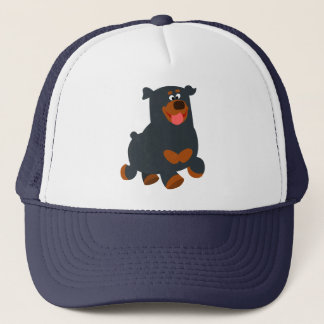 Cute Gamboling Cartoon Rottweiler Hat