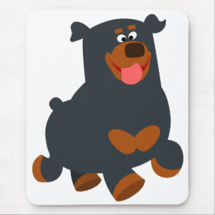 Cute Gamboling Cartoon Rottweiler Mousepad