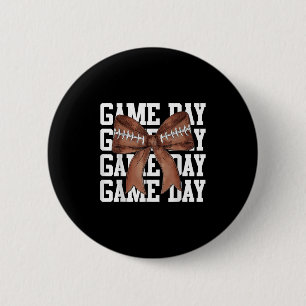 Cute Game Day Coquette Bow Football Lovers Mom Wom 6 Cm Round Badge