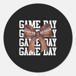 Cute Game Day Coquette Bow Football Lovers Mom Wom Classic Round Sticker