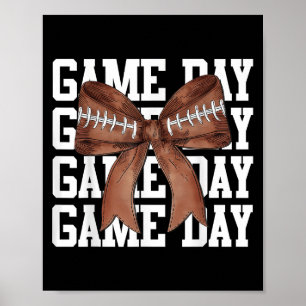 Cute Game Day Coquette Bow Football Lovers Mom Wom Poster