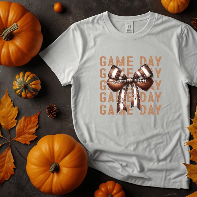 Cute Game Day Football T-Shirt with Bow (Creator Uploaded)
