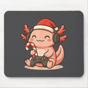 Cute Gamer Axolotl Christmas Design Mouse Pad