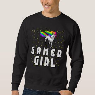 Cute Gamer Girl Galaxy Rainbow Unicorn Video Game Sweatshirt