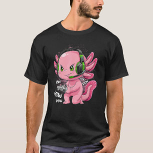 Cute Gaming Axolotl Salamander With Game Controlle T-Shirt